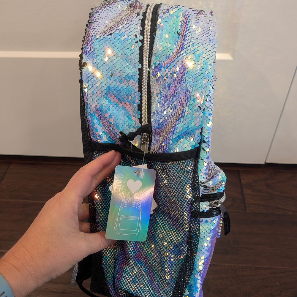 CHILDREN'S PLACE Flip Sequin Iridescent Backpack New With Tags Mermaid Sparkle - Picture 5 of 5